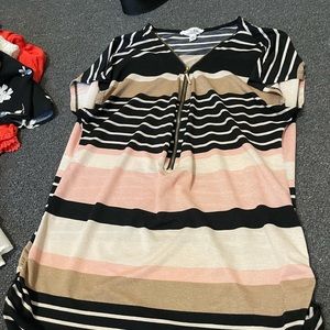 MOVE OUT SALE -Pink white black striped shirt